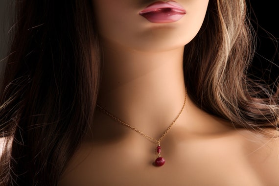 Ruby Onion Drop Briolette, Genuine Ruby Wire Wrap… - image 6