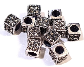 マーカサイト 925 スターリング シルバー 6 mm キューブ型