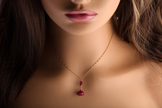 Ruby Onion Drop Briolette, Genuine Ruby Wire Wrap… - image 5