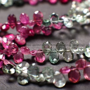 Multi Watermelon Tourmaline Faceted Teardrop 3.5x5.5 to 4x5-6mm Jewelry Making for Necklace, Bracelet Earrings. AAA Quality Pear Drop Gems.