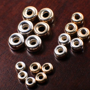 Rondelle Spacer Beads 3,4,5mm, 925 Sterling Silver & 14K Gold Filled, Seamless Bead, made in USA Jewelry Making Findings, Beading Supplies.