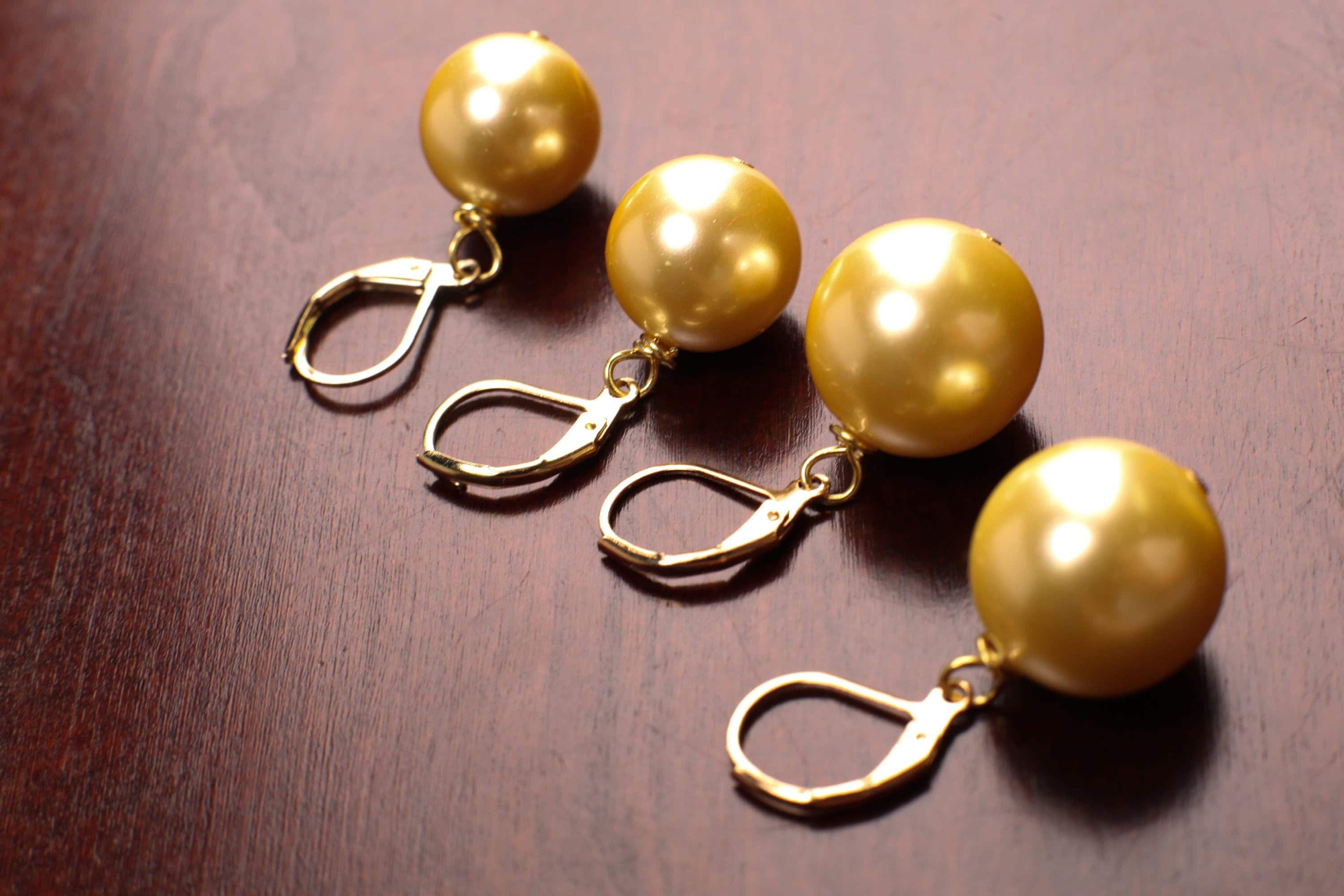 Orecchini A Monachella Con Perle Rosse Dei Mari Del Sud Da 12, 14, 16 Mm, Placcati In Oro O In Vermeil Oro 18k, Da Sposa, Regalo Per Lei - Italia - Foto 12