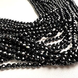 Natural Black Spinel 4mm Round micro faceted AAA quality Gemstone Beads, Jewelry Making  14” full  Strand, Single or Bulk