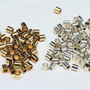 Tubo di crimpatura 2x2 riempito in oro 14k e argento sterling 925, forniture per la creazione di gioielli