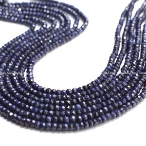 Natural Sapphire Blue Faceted Roundel Bead. Sapphire Jewelry Making Gemstone Necklace, Bracelet Bead . 4mm