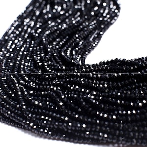Genuine Black Spinel 3mm micro faceted Gemstone Beads, DIY Jewelry Making Necklace, Bracelet 14" Strand, Single or Bulk