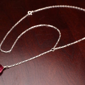 Genuine Ruby Necklace Faceted 11mm Heart Briolette Teardrop Wire Wrapped Necklace in 925 Sterling Silver valentine gift
