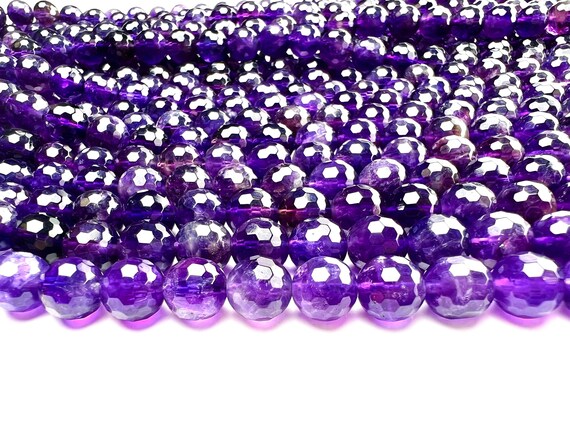 thumbnail image 2 of AAA Natural Amethyst 8mm Round Healing Gemstone Jewelry Set – Necklace, Bracelet, Earrings – Gold Plated 2 of 5