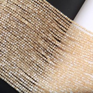 Natural Mother of Pearl 2.5mm Round Beads Untreated 15&quot; Strand