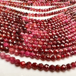 Natural Ruby 3.5mm Faceted round red pink Ombre Shaded Gemstone Beads for jewelry Making 12.5&quot; strand