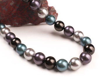 BELLISSIMA COLLANA PERLE TONDE CONCHIGLIA MARE DEL SUD BLU - Foto 11