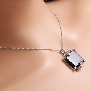 Vintage Marcasite and Black Onyx 925 Sterling Silver 22mm Square Pendant Necklace 925 Sterling Silver Chain, Vintage, Antique gift
