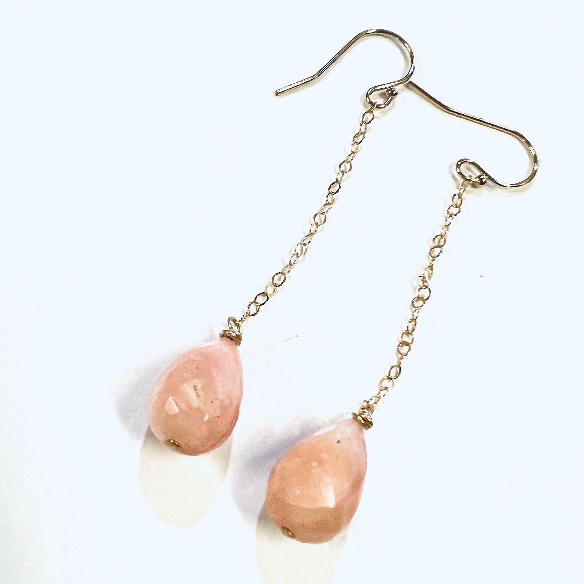 Pink Opal Dangling Briolette Tear Drop 8x12mm With 14K Gold Filled