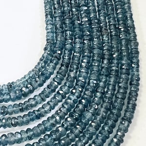 Natural Indigo Kyanite Rondelle, Rare AAA quality Indigo Kyanite Faceted 4-5.5mm Roundel, Jewelry Making Gemstone Beads