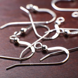 925 sterling silver 25mm Long  French Hook Earwire with 2.5mm Ball, 925 stamped Jewelry Making Italian Findings, 10/20/50 Pieces