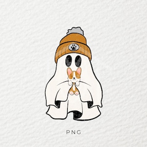 Fantôme png, Halloween png, Corgi png, Chien, Autocollant png, Sublimation, Tasse png, Tendance png, T-shirt png, DTF, PNG, Peur, HTV, Corgi