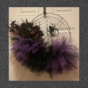 Purple and Black Tulle Halloween Wreath