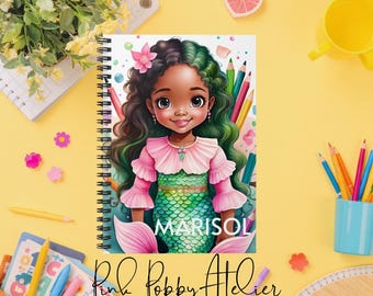 Cuaderno de espiral personalizado para niñas, amante de las sirenas - Marisol