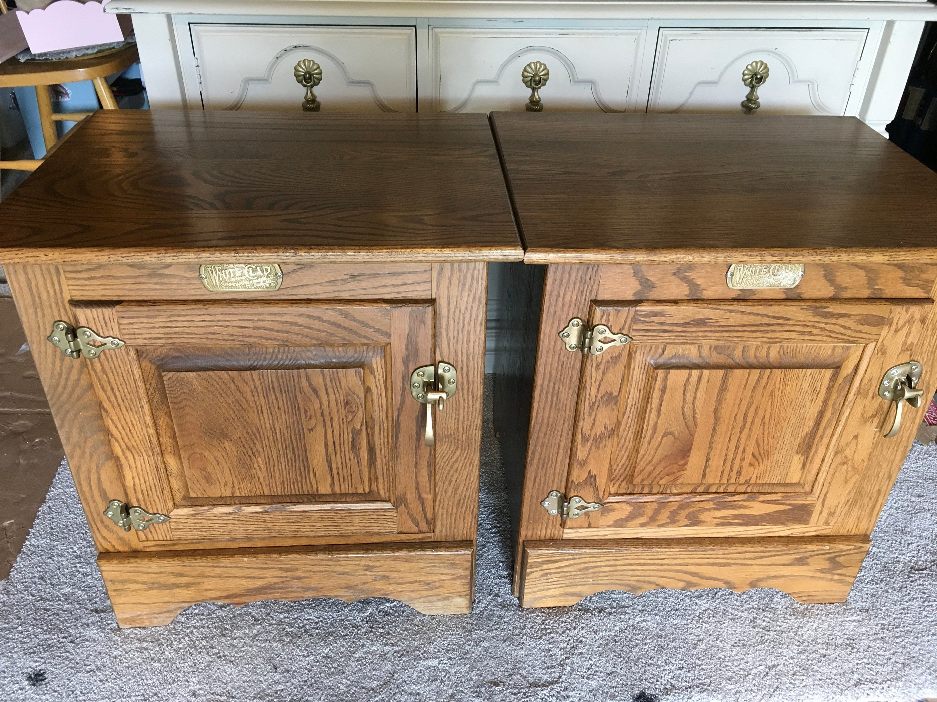 White Clad Ice Chest Style End tables PairNO Shipping Must Etsy