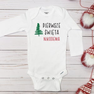 Moje Pierwsze Święta (Imię) Polaco Onesie®, Traje de recién nacido, Regalo personalizado de baby shower, Polska Koszulka