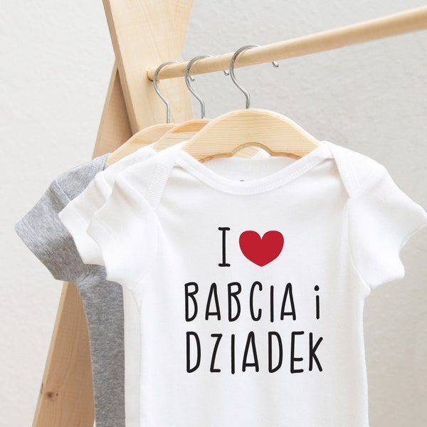 I love Babcia and Dziadek Onesie®, Newborn Outfit, Custom Baby Shower Gift, Polska Koszulka