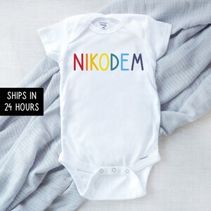 Personalized First Name Rainbow Onesie®, Custom Baby Shower Gift for Girl or Boy, Pregnancy Announcement, Baby Name Onesie®