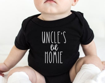 Uncle's Lil Homie Onesie®, Newborn Outfit, Custom Baby Shower Gift, Funny Bodysuit