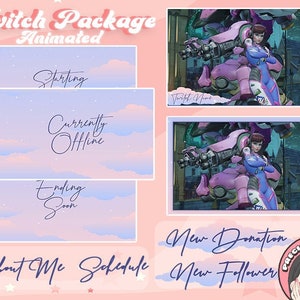 Purple Sky Minimalist Stream Pack - Animated | Twitch Overlay | Aesthetic | Panels | Stream Bundle | Alerts | Vtuber | Screens | Kick | Cute