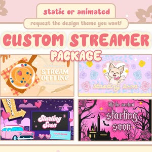 Pacote de sobreposição de transmissão personalizada | Pacote de sobreposição do Twitch | Comissão | Recursos do jogador | Vtuber | Transmissão | Animado | Tela | Chibi | Fofo