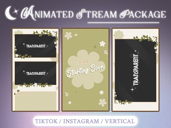 TikTok Animated Stream Pack Cottagecore for VTuber and Streamer | Overlays Panels Alerts Vertical