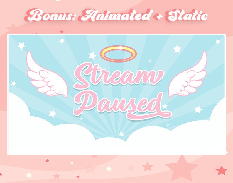 Full Animated Twitch Stream Overlay Package Angel Wings Etsy
