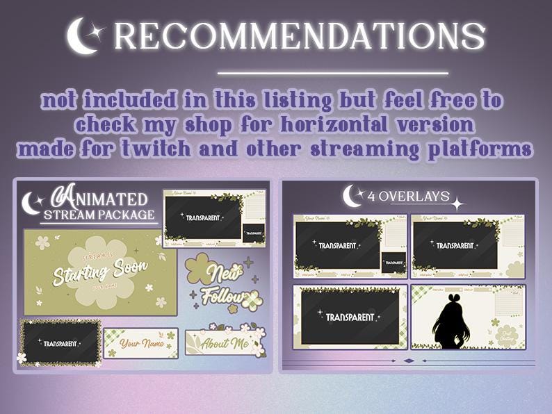 TikTok Animated Stream Pack Cottagecore for VTuber and Streamer | Overlays Panels Alerts Vertical image 8
