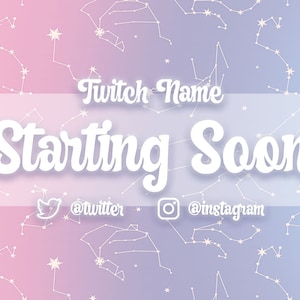 Pastel Celestial Twitch Stream Pack: Animated Overlay, Alerts, Panels (Digital Download)
