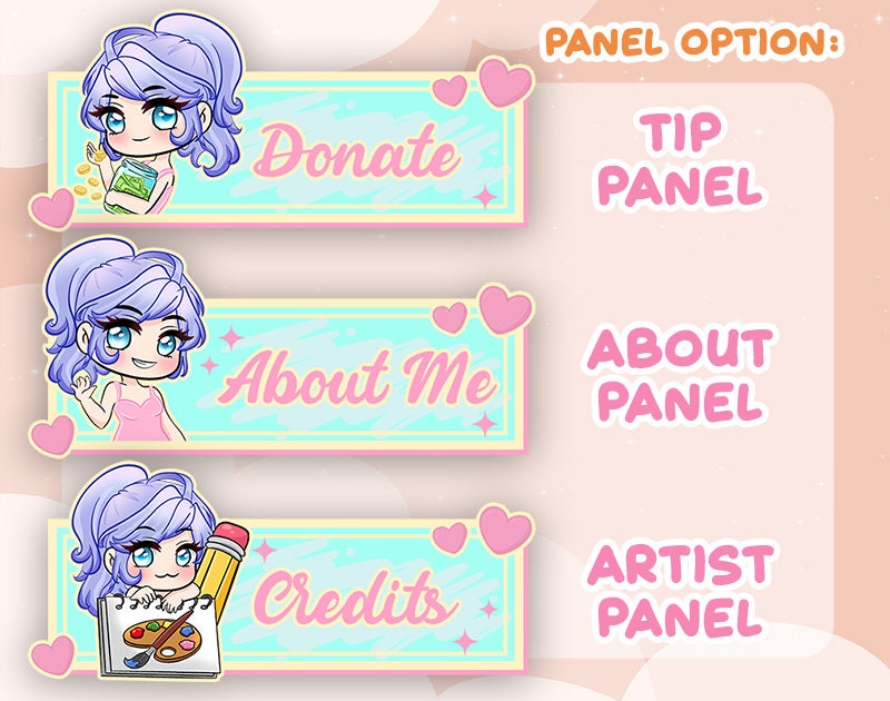 Custom Chibi Panels for Twitch [ HALF BODY ] - Etsy