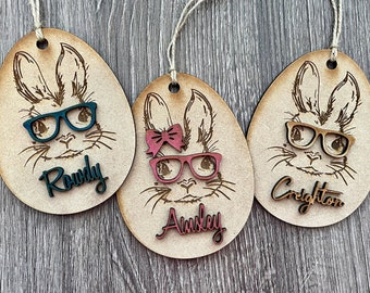 Easter Bunny Tag, Bunny with Glasses, Basket Tags, Personalized Easter Tags, Custom Easter Basket, Personalized Easter Gifts, Personalized