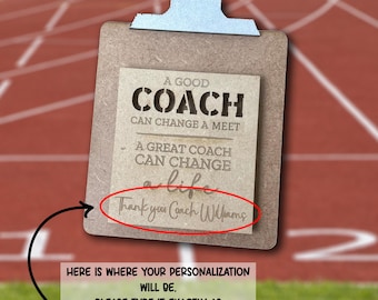 Personalized Swim, Track, Coach Clipboard Card Holder, Coach Gift Card, Coach Appreciation Gift, End of Season, Gymnastics, Coaches Gift