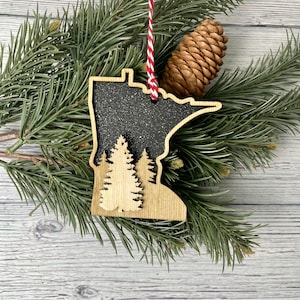 Minnesota State Ornament, Minnesota ornament, Minnesota christmas ornament, wooden ornament, state ornament, Minnesota, Christmas Ornament