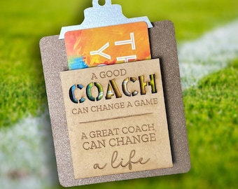 Soccer Coach Clipboard Card Holder, Coach Gift Card, Coach Appreciation Gift, End of Season, Thank you Gift, Soccer Coaches Gift
