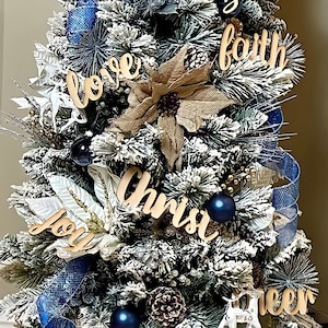 Custom Words Christmas Trees Décor, Love Faith Christ Tree Decorations Ornaments, Modern Farmhouse Country Christmas Holiday Tree Decor