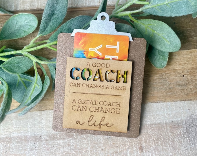 Coach Clipboard Card Holder, Coach Gift Card, Coach Appreciation Gift, End of Season, Thank you Gift, Basketball Baseball Coaches Gift