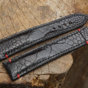 Black Ostrich Leg Leather Watch Strap For Omega Watch 18mm 19mm 20mm 21mm 22mm 23mm