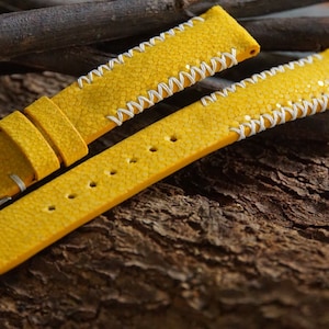 Yellow Stingray Leather Watch Strap 15mm 17mm 18mm 19mm 20mm 21mm 22mm 23mm 24mm