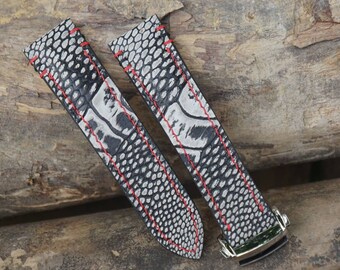 Custom Ostrich Foot Leather Watch Strap, Deployment Watch Bands 15mm 16mm 17mm 18mm 19mm 20mm 21mm 22mm 23mm 24mm 25mm 26mm