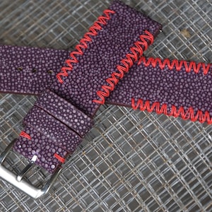 Custom Purple Stingray Leather Watch Strap 15mm 16mm 17mm 18mm 19mm 20mm 21mm 22mm 24mm