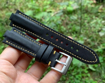 Black High-End Calf Leather Watch Strap For Citizen Tsuyosa Watch
