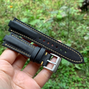 Black High-End Calf Leather Watch Strap For Citizen Tsuyosa Watch