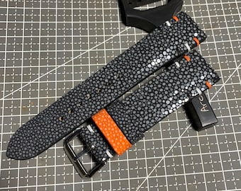 Cinturino per orologio in vera pelle nera Stingray Cinturino per orologio in vera pelle nera Stingray