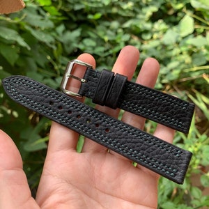Custom Black Togo Leather Watch Strap  15mm 16mm 17mm 18mm 19mm 20m 21mm 22mm 23mm 24mm 25mm 26mm