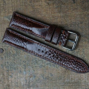 Dark Brown Ostrich Leg  Leather Watch Strap 17mm 19mm 20mm 21mm 22mm 23mm 24mm 26mm