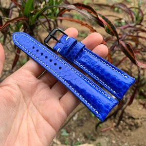 Blue Sea Snake Leather Watch Strap 15mm 16mm 17mm 18mm 19mm 20mm 21mm 22mm 23mm 24mm 26mm